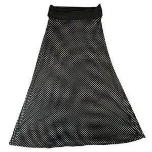 MSK Polka Dot Skirt Women's Black White A-Line Jersey Knit Size M